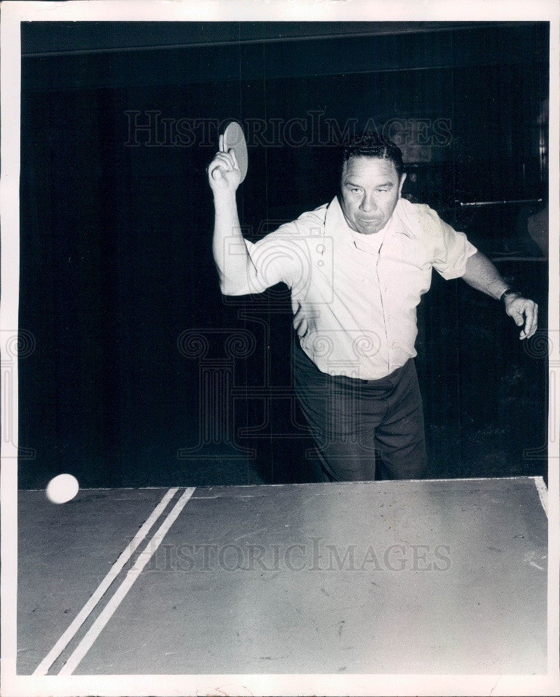 1974 Mr Ping Pong America Bill Shine Demonstrating Backhand Drive Press Photo - Historic Images