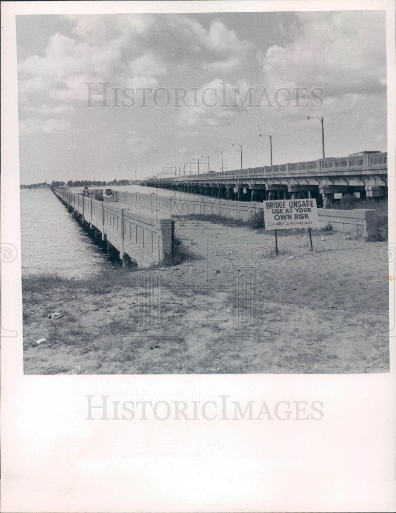 1971 Charlotte Harbor, Florida Old Collier Bridge over Peace River Press Photo - Historic Images