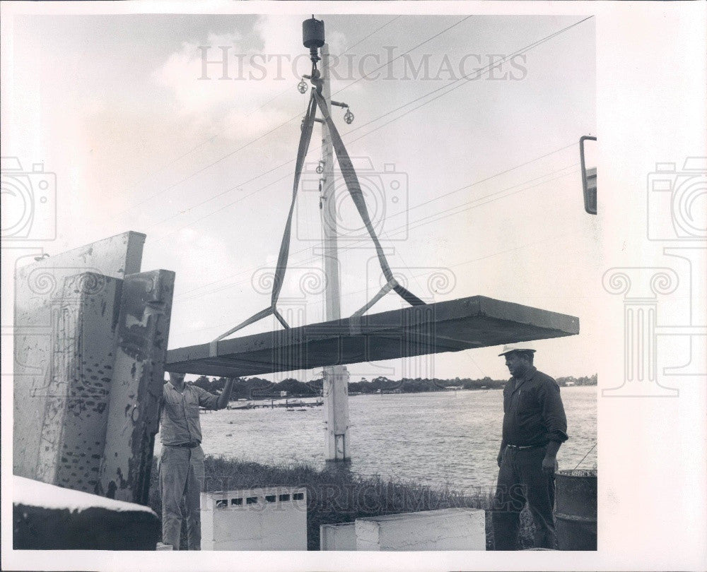 1966 Charlotte Harbor, Florida Peace River Picnic Tables Moved Press Photo - Historic Images