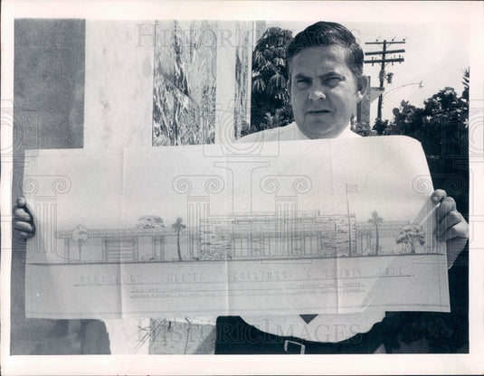 1970 Charlotte County, Florida Sheriff Jack Bent & New Jail Drawing Press Photo - Historic Images