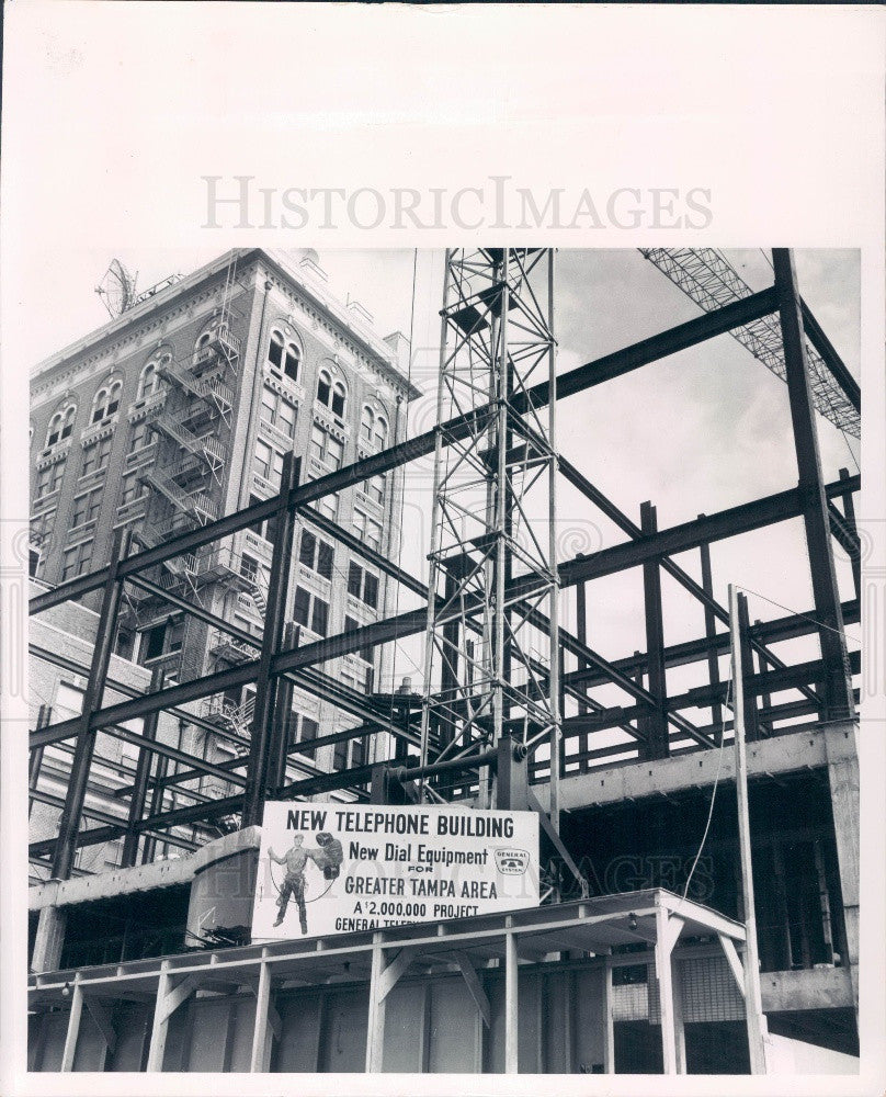 1963 Tampa, Florida General Telephone Company Building Construction Press Photo - Historic Images