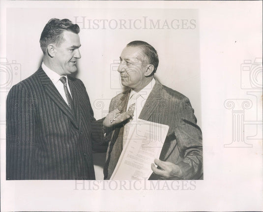 1961 Clearwater, Florida Symphony Conductor Leon Poulopoulos & Mayor Press Photo - Historic Images