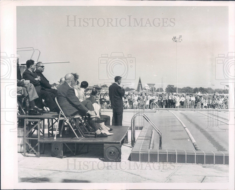 1966 Clearwater, Florida High School Bobby Walker Pool Dedication Press Photo - Historic Images