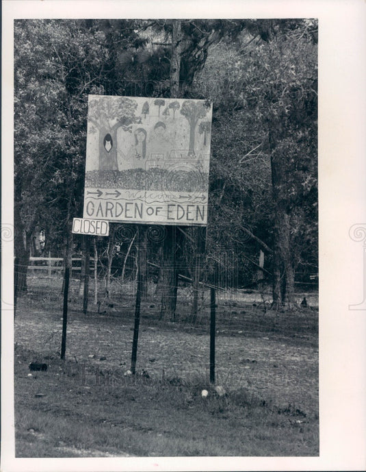 1975 Lecanto, Florida Garden of Eden Sign Press Photo - Historic Images