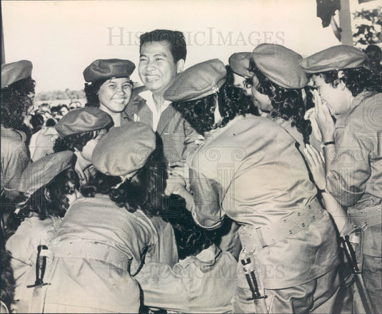 1962 Cambodian Prince Sihanouk & Women's Auxiliary Press Photo - Historic Images
