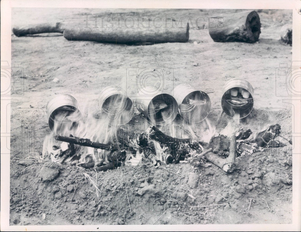 1970 Girl Scout Camp Fire Reflector Ovens Bake Biscuits Press Photo - Historic Images