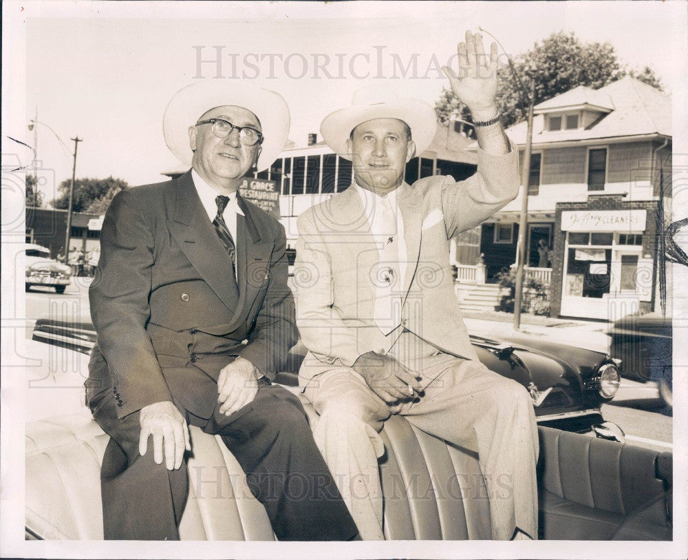 1954 Detroit MI Mayor Albert Cobo &amp; Windsor Mayor Arthur Reaume Press Photo - Historic Images