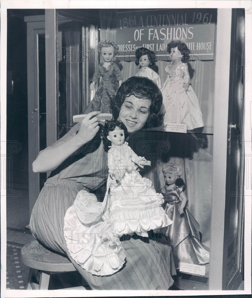 1961 Chicago IL Library First Lady Fashion Dolls by Helen Boyle Press Photo - Historic Images