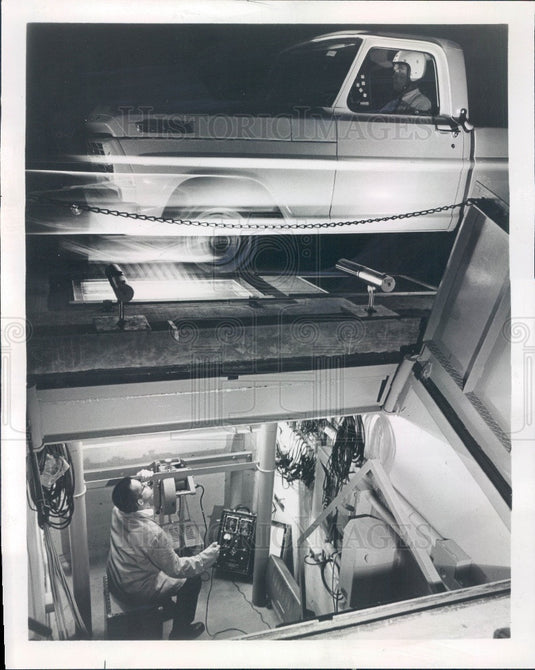 1968 Akron, Ohio Goodyear Tire & Rubber Glass Plate Tire Test Press Photo - Historic Images
