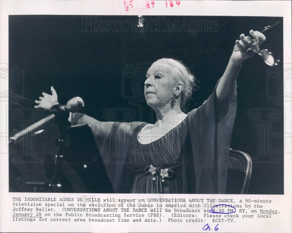 1980 Dancer &amp; Choreographer Agnes De Mille Press Photo - Historic Images