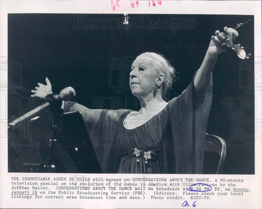 1980 Dancer & Choreographer Agnes De Mille Press Photo - Historic Images