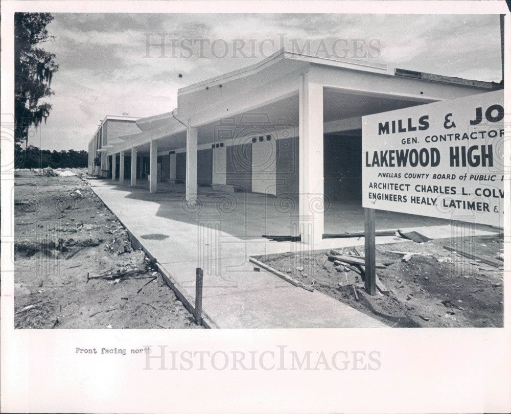 1966 St Petersburg Florida Lakewood High School Construction Press Photo - Historic Images