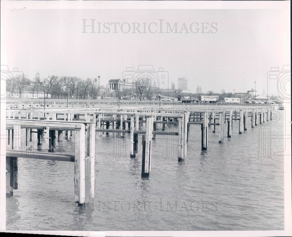 1961 Chicago IL Burnham Park Harbor Boat Slips Press Photo - Historic Images