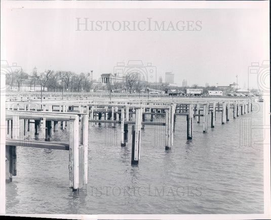 1961 Chicago IL Burnham Park Harbor Boat Slips Press Photo - Historic Images