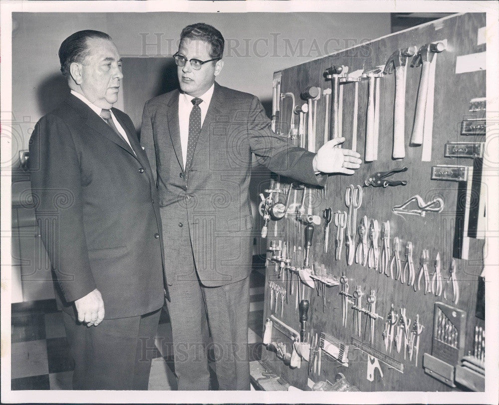 1958 Chicago IL Rehab Inst Dir Bernard Michela &amp; Mayor Richard Daley Press Photo - Historic Images