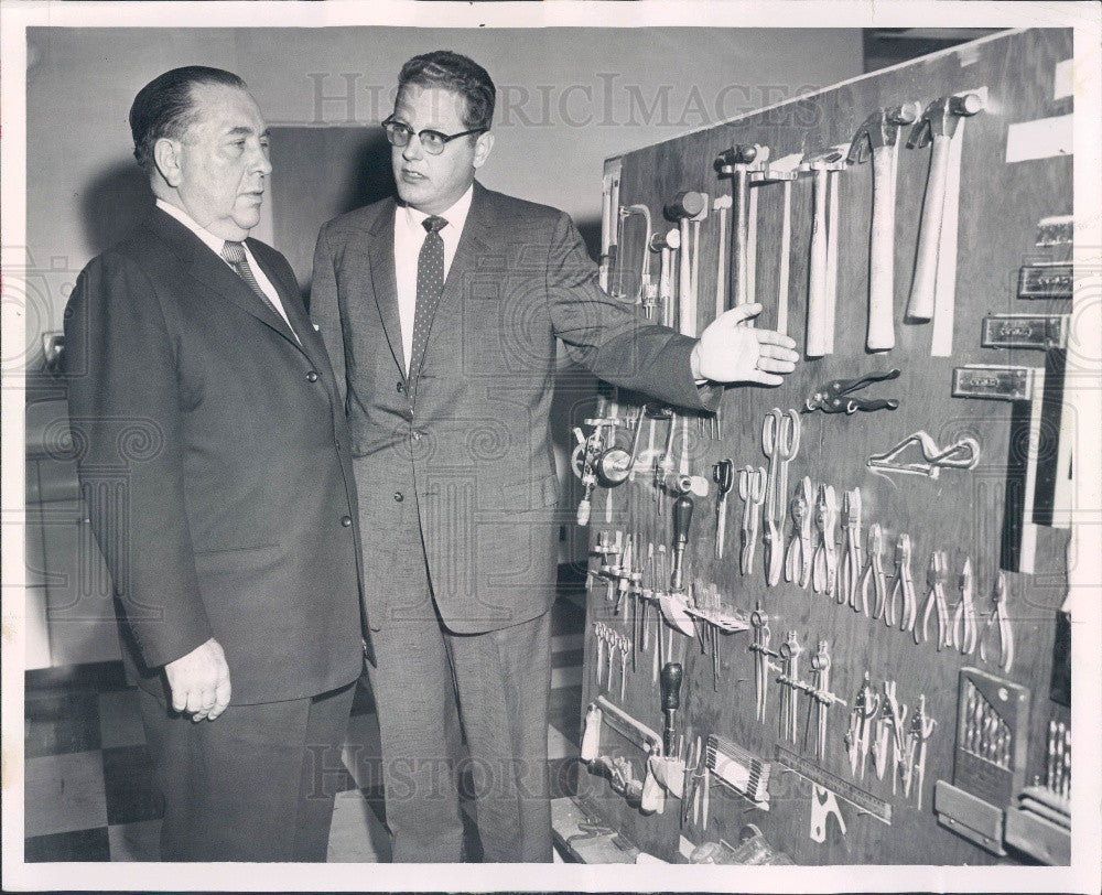 1958 Chicago IL Rehab Inst Dir Bernard Michela & Mayor Richard Daley Press Photo - Historic Images