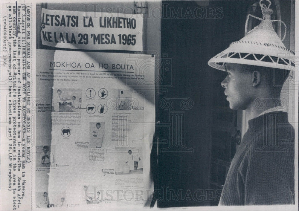 1965 Maseru, Basutoland, South Africa How to Vote Poster Press Photo - Historic Images