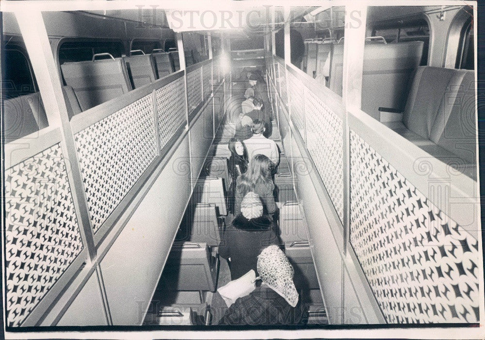 1971 Chicago IL Central Railroad Double-Deck Coach Randolph Station Press Photo - Historic Images