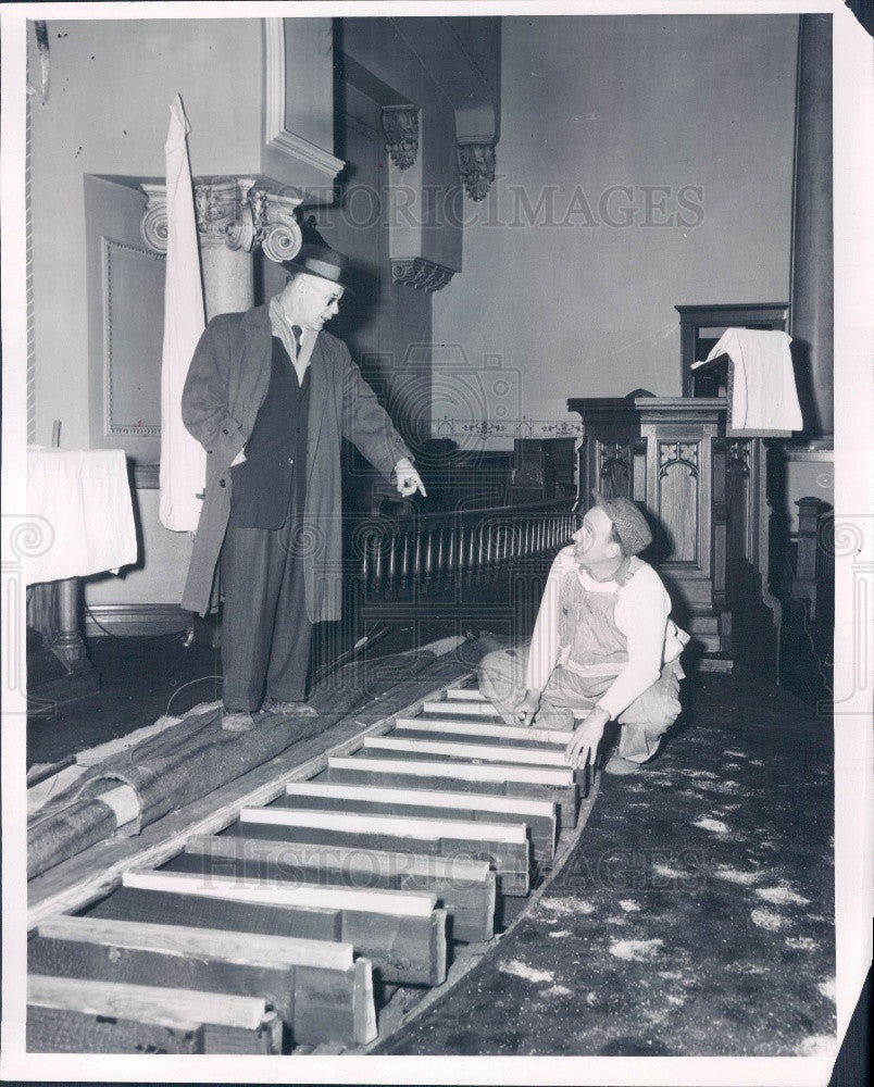 1960 Zion, Illinois Evangelical Lutheran Church Fire Damage Press Photo - Historic Images