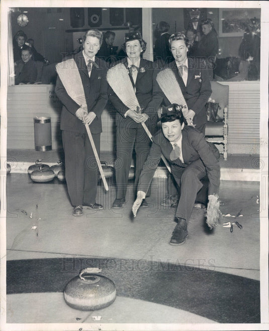 1957 Northbrook, IL Chicago Curling Assoc International Bonspiel Press Photo - Historic Images