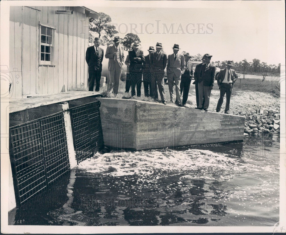 1950 FL Lake Seminole Long Bayou Dam Project N Dike Pump Station Press Photo - Historic Images