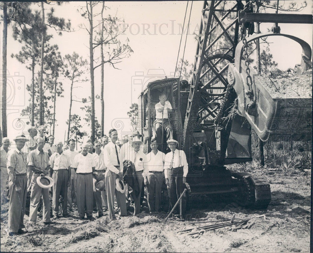 1948 Florida Lake Seminole Long Bayou Dam Project Groundbreaking Press Photo - Historic Images