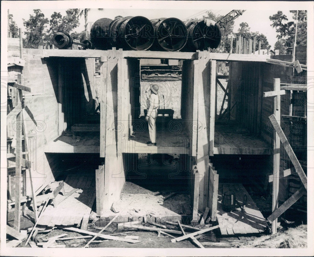 1948 FL Lake Seminole Long Bayou Dam Project N Dike Pump Station Press Photo - Historic Images