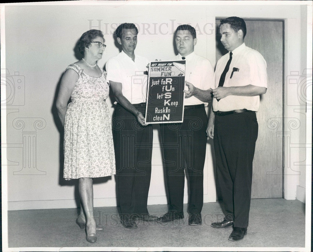 1966 Ruskin, Florida Cleanup Campaign Poster by Merchants Assoc Press Photo - Historic Images