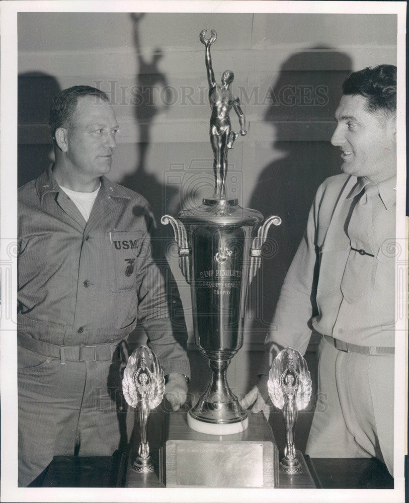 1957 Chicago Marine Corps Reserve Unit CO Major Charles Rice Press Photo - Historic Images