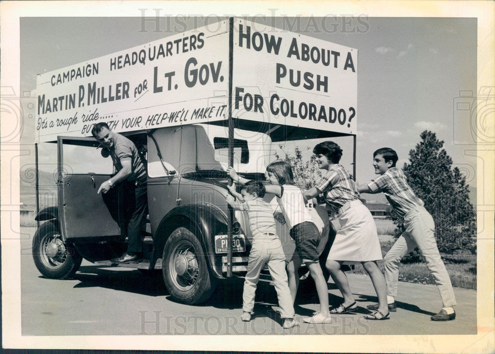 1966 Arapahoe County, Colorado DA Martin Miller &amp; 1930 Model A Ford Press Photo - Historic Images