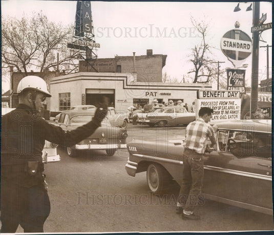 1959 Denver, Colorado Pat's Service Station Benefit for George Eaton Press Photo - Historic Images