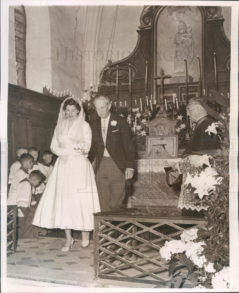 1955 French Consul Baron Louis de Cabrol Wedding Press Photo - Historic Images