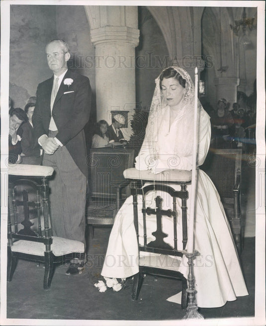 1955 French Consul Baron Louis de Cabrol Wedding Press Photo - Historic Images