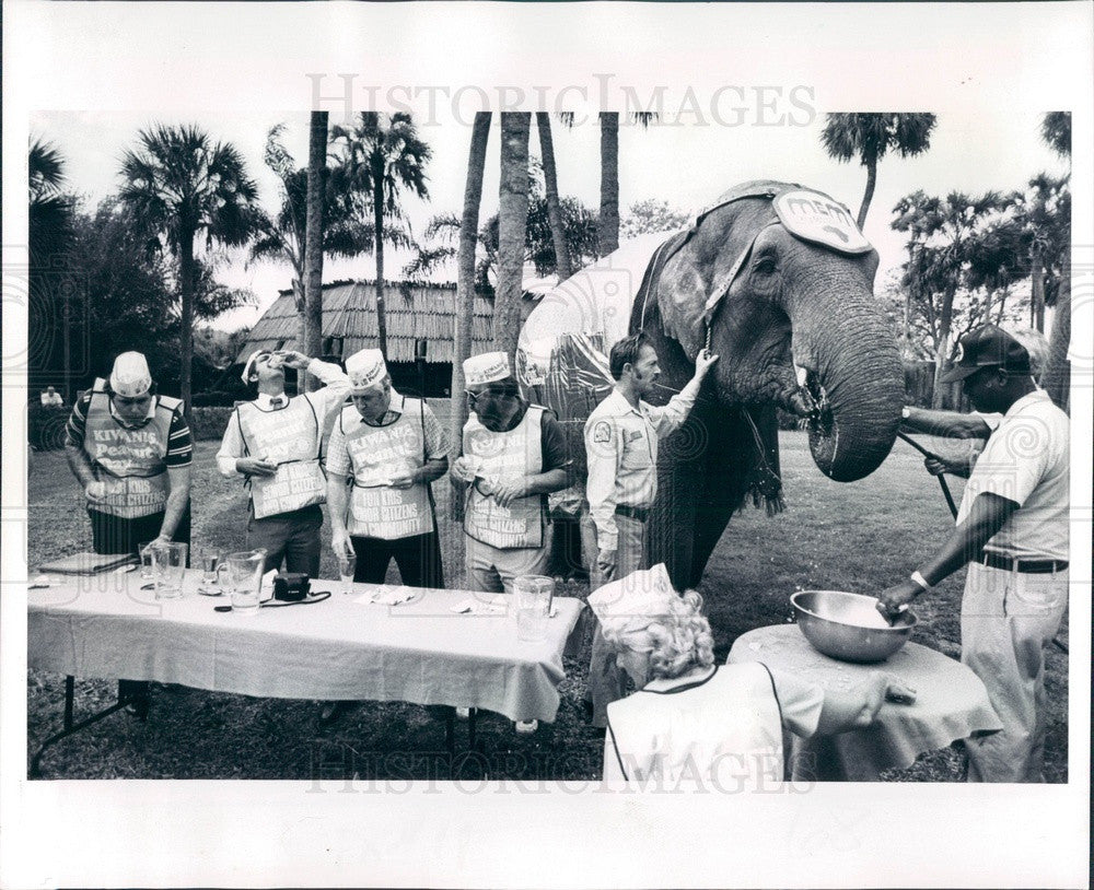 1982 Tampa, FL Busch Gardens Mem the Elephant Peanut Eating Contest Press Photo - Historic Images
