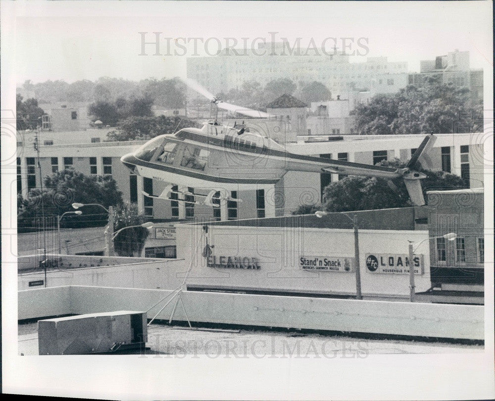 1975 St. Petersburg FL Suncoast Helicopter atop Rutland Central Bank Press Photo - Historic Images