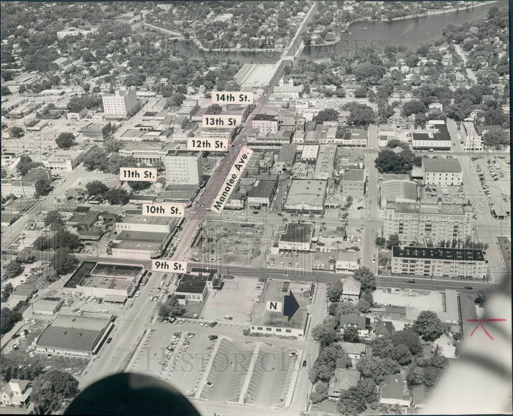 1961 Bradenton, Florida Downtown Aerial View Press Photo - Historic Images