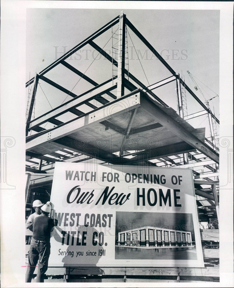 1965 St. Petersburg Florida West Coast Title Co Bldg Construction Press Photo - Historic Images