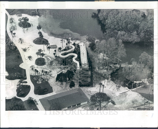 1983 Weeki Wachee Spring, FL Thunderbolt Flume Ride Aerial View Press Photo - Historic Images