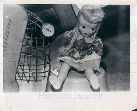 1966 St. Petersburg Florida Firemen Conduct Flame Test on Doll Press Photo - Historic Images