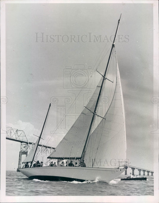 1957 St. Petersburg Florida Boat Race Winner, Cuban Yawl Ciclon Press Photo - Historic Images