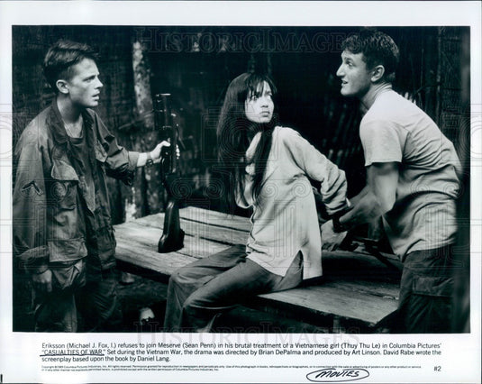 1989 Hollywood Actors Michael J Fox/Sean Penn/Thuy Thu Le Press Photo - Historic Images