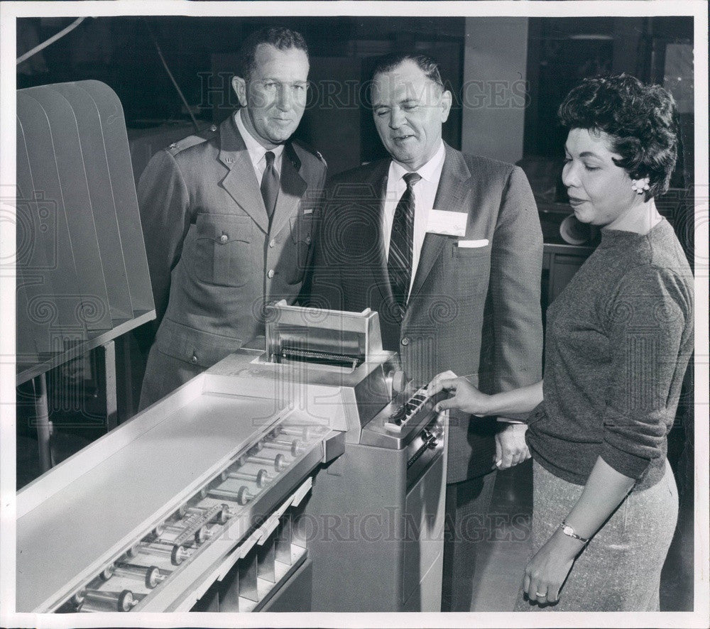 1956 Denver, Colorado IBM Card Sorting Machine at Air Force Reserve Press Photo - Historic Images