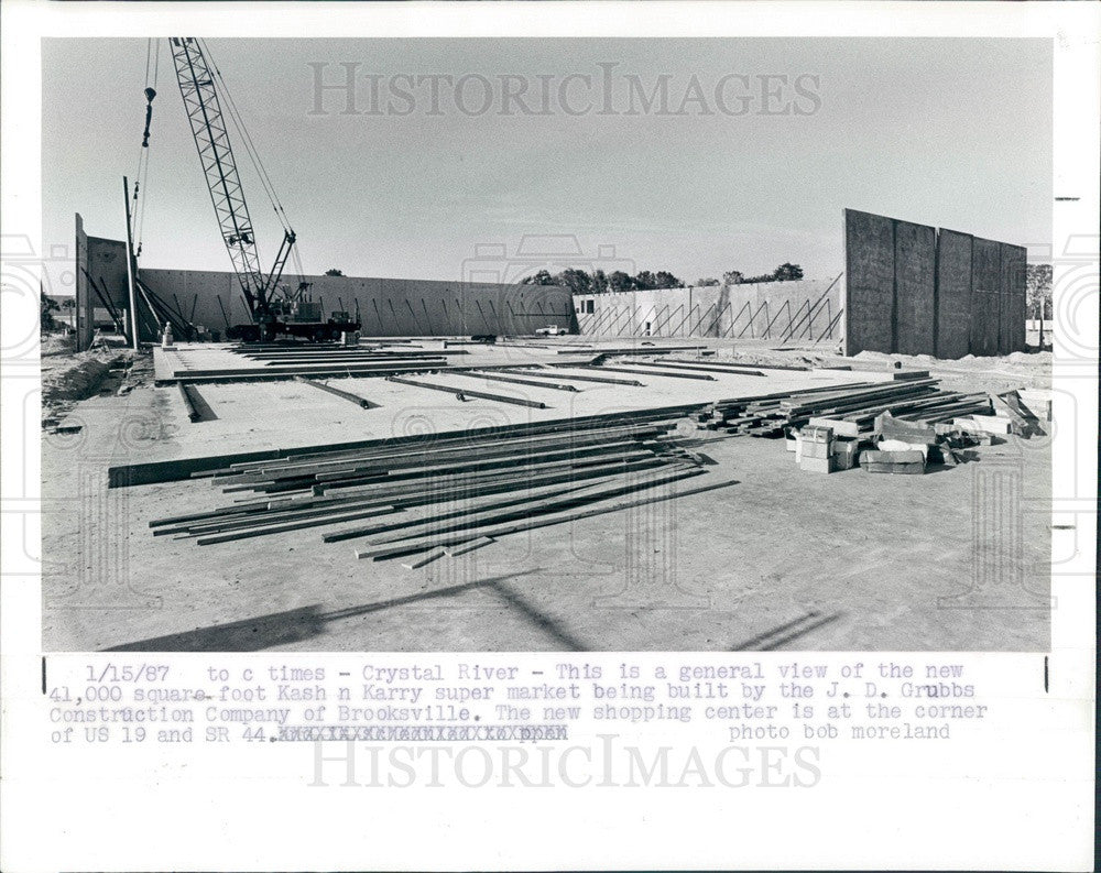 1987 Crystal River, Florida Kash &amp; Karry Market Construction Press Photo - Historic Images