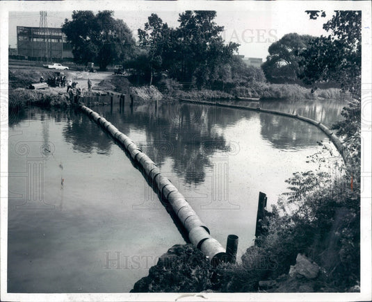1965 Michigan Rouge River Floating Pneumatic Oil Skimmer Press Photo - Historic Images