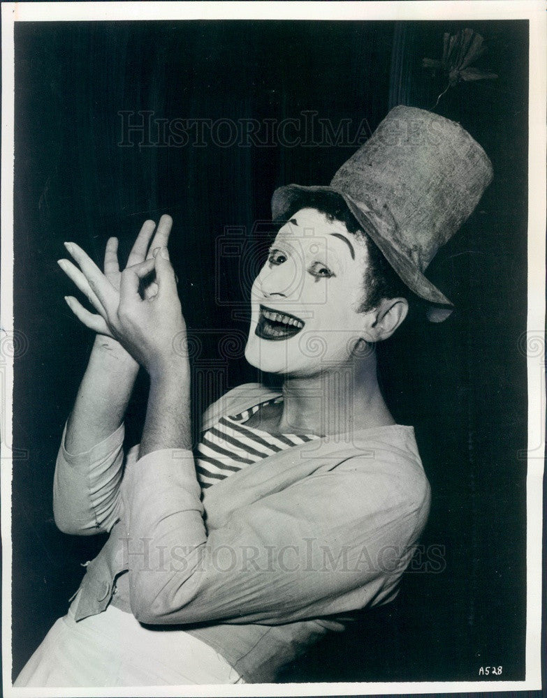 1966 French Actor &amp; Mime Marcel Marceau as Bip The Clown Press Photo - Historic Images