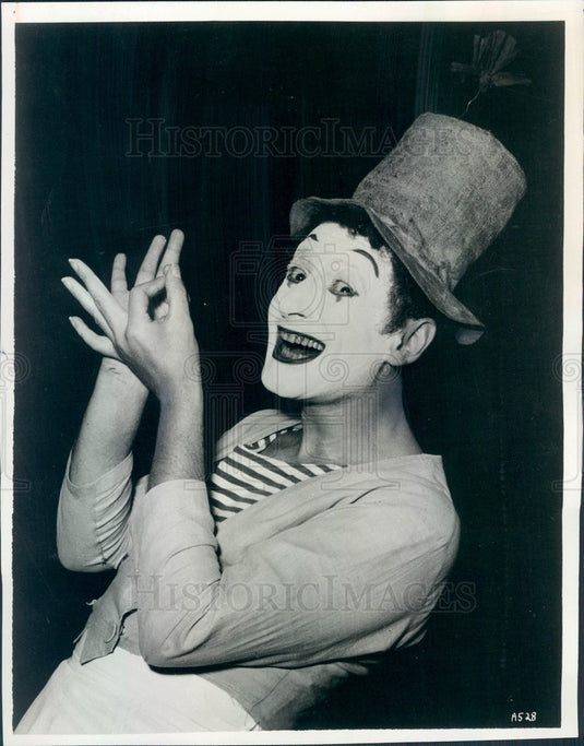1966 French Actor & Mime Marcel Marceau as Bip The Clown Press Photo - Historic Images