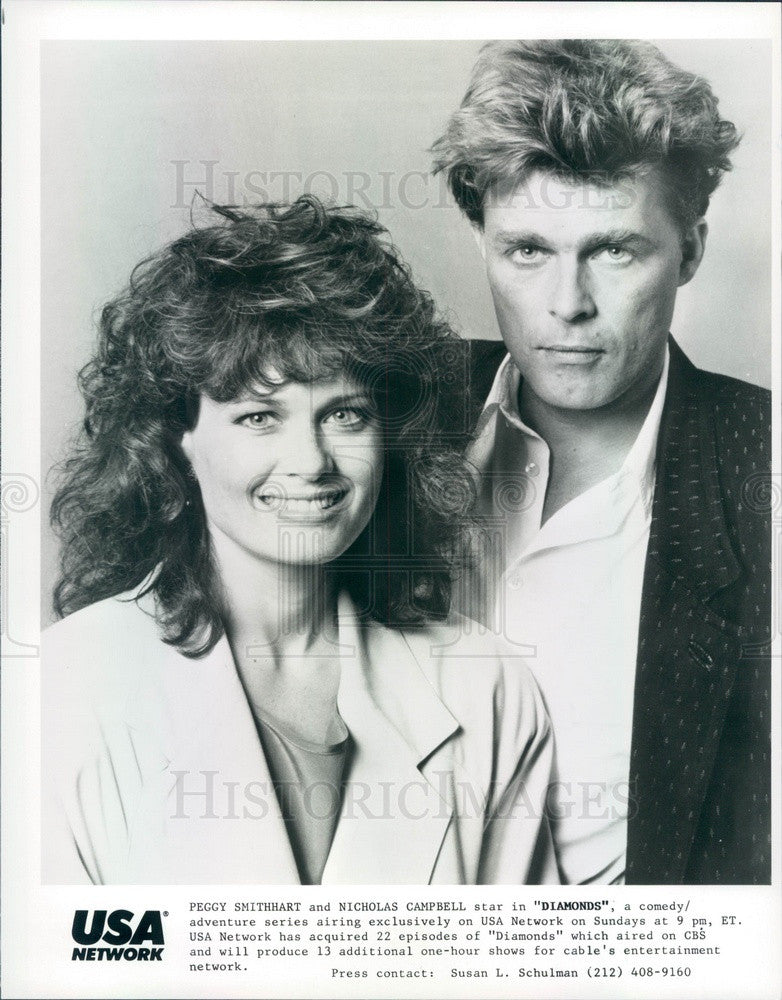 1988 Hollywood Actors Peggy Smithhart &amp; Nicholas Campball Press Photo - Historic Images