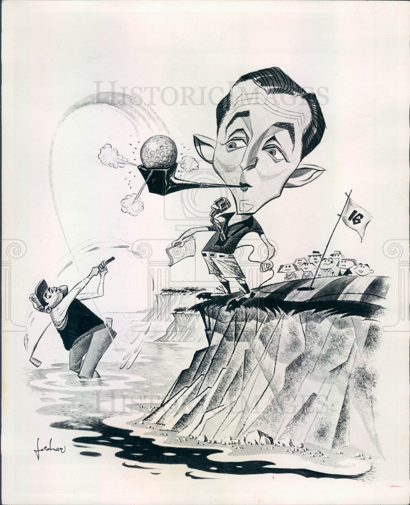 1959 Hollywood Actor &amp; Movie Star &amp; Singer Bing Crosby Caricature Press Photo - Historic Images