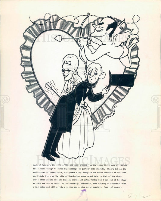 1971 Hollywood Actor & Movie Star & Singer Bing Crosby Caricature Press Photo - Historic Images