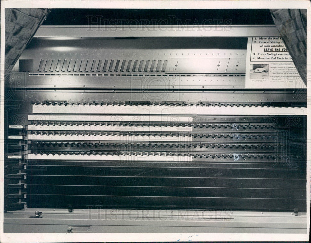 1954 Pinellas County, FL Voting Machine Press Photo - Historic Images